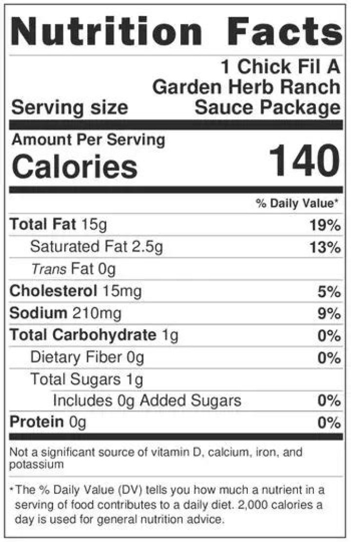 How many calories in chick fil a garden herb ranch