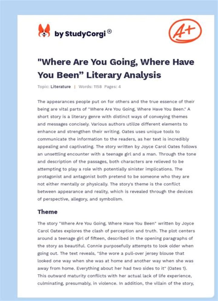 Where Are You Going Where have you been theme analysis