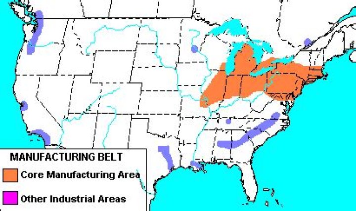 Where is the American manufacturing belt
