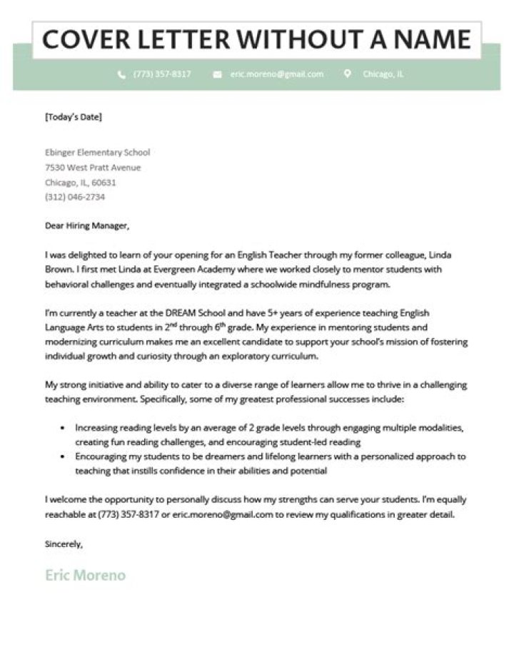 Who do you address a cover letter to if there is no name