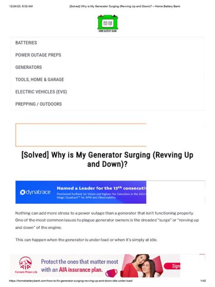 Why is my generator surging